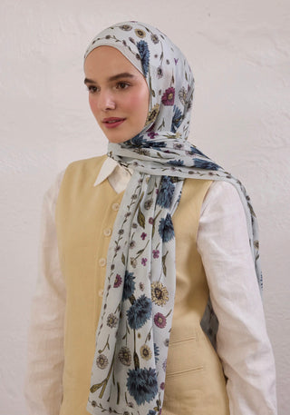 Rami Hijab Blooming Dahlia Soft Mavi