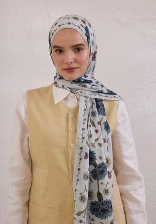 Rami Hijab Blooming Dahlia Soft Mavi