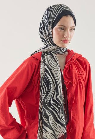 Rami Hijab Wild Zebra Siyah
