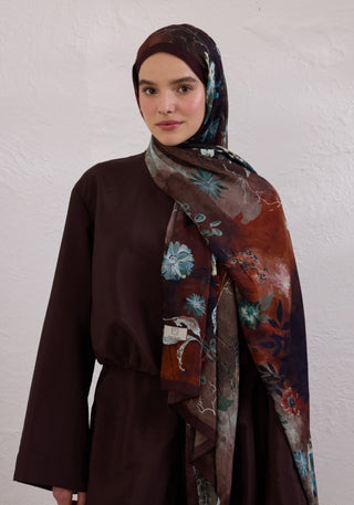 Rami Hijab Ditsy Leaves Kahve